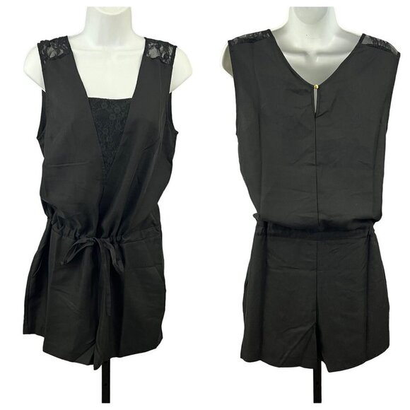 Vero Moda Pants - Vero Moda Black Tencel Drawstring Waist Lace Shoulder Romper Size Small